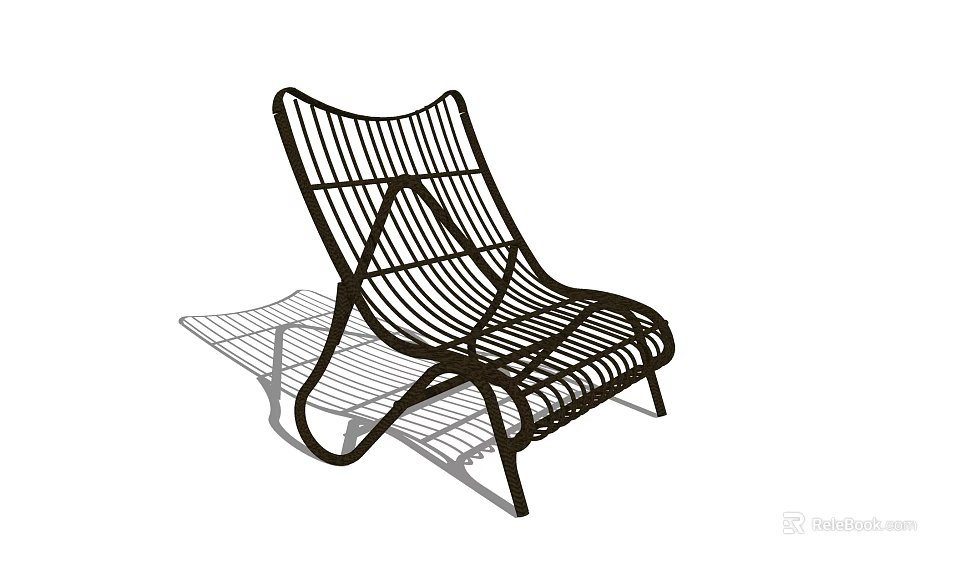 Stylish Modern Metal Lounge Chair With Striped Design For Outdoor Relaxation 3d model 