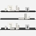 Modern Floating Shelves With LED Strip Lighting Books Photo Frames And Decor Items