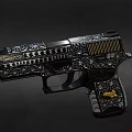 Desert Eagle Handgun With Intricate Engravings And Gold Accents On Black Background