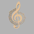 Golden Treble Clef Wall Hanging with Surrounding Musical Notes Design 3d model