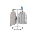 Clothes Including Long Sleeve Top Striped Sweater And Shirt Hanging On White Metal Round Rack