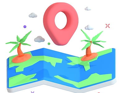 Cartoon Map Icons 3d model