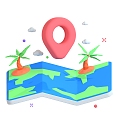 Cartoon Map Map Map Icons 3d model