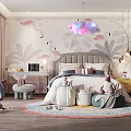 Playful Kids Room Design With Flamingo Wall Cloud Pendant Light Stuffed Toys And Soft Rug