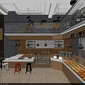Coffee Shop Interior With Wooden Tables Chairs Pendant Lights And Green Decorative Plants