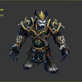 Mythical Bear Warrior Creature in Ornate Gold Green Armor with Spiked Horns and Sharp Claws