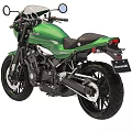 Kawasaki Green Modern Vintage Motorcycle With Classic Design Black Seat And Round Headlight