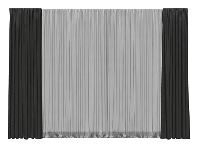 Modern Curtains With Dark Side Panels And Light Sheer Middle Layer 3d model