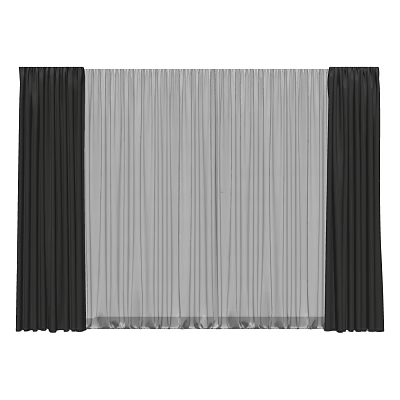 Modern Curtains With Dark Side Panels And Light Sheer Middle Layer 3d model