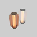 Copper Ribbed Table Lamp With Warm Yellow Light Modern Minimalist Design