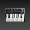 Professional Black MIDI Keyboard Instrument with Knobs Buttons and White Black Keys 3d model