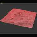3D Lunar Surface Model Square Shaped With Detailed Craters And Textured Surface