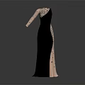 Elegant Black And Pink Long Evening Dress With Sequins And Sleeves Design