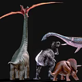 Various Prehistoric Dinosaur Species Including T Rex Triceratops Brachiosaurus And Pterosaur