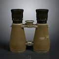 Old Brass Binoculars With Weathered Finish Viewing Scenic Mountain Landscape