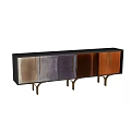 Modern Entryway Console And Side Cabinet Design With Multicolor Doors And Metal Legs