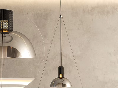 Modern Metallic Dome Shaped Pendant Light With Sleek Design For Contemporary Interior Spaces 3d model