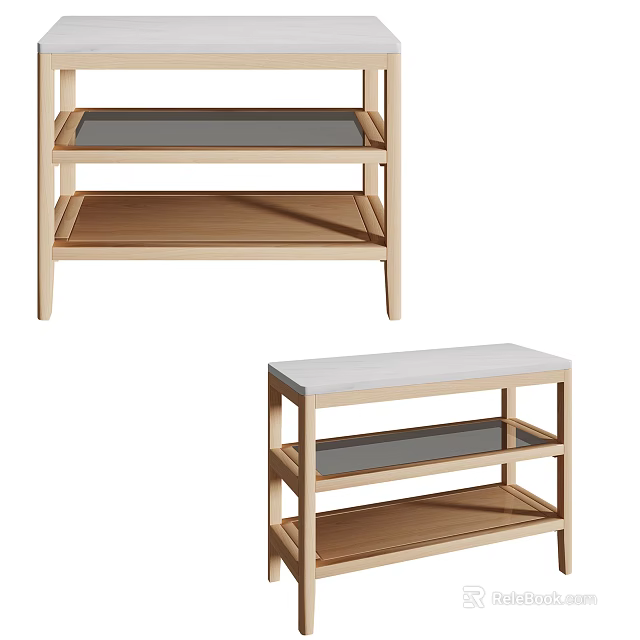 Modern Wooden Storage Shelves With Open Multi-tier Design And Functional Two Piece Structure 3d model 