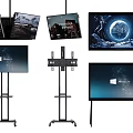 Modern Flat Screen TVs With Hanging Mounts And Floor Stand Displays 3d model