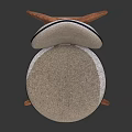 Modern Minimalist Leisure Chair With Round Backrest Light Beige Fabric And Wooden Frame
