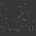 Multiple People Riding Various Animals Including Horses and Decorated Yak in Outdoor Activity