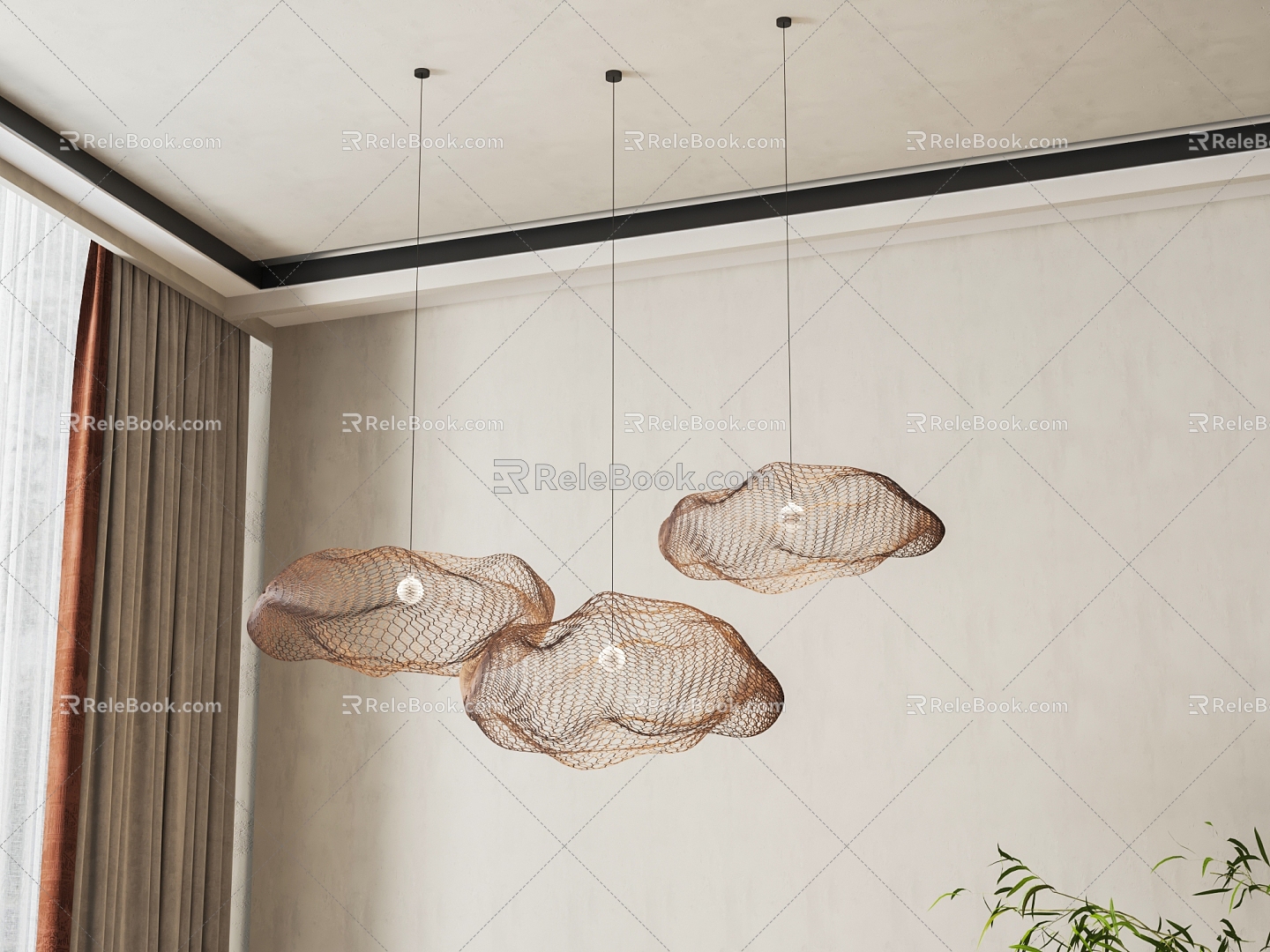 Wind pendant lamp combination 3d model