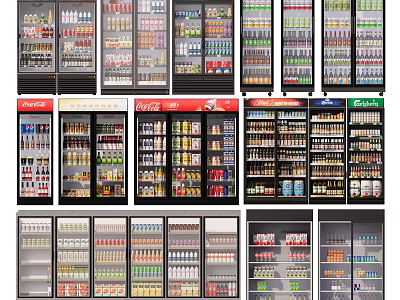 Commercial Refrigerators And Freezers Stocked With Various Beverages For Retail 3d model