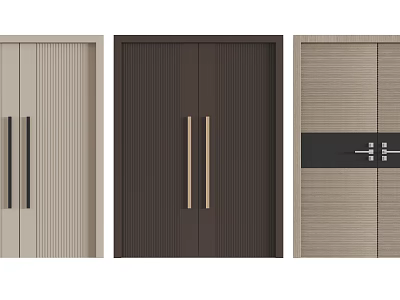 Stylish Double Doors In Various Colors With Modern Handles And Textured Panels 3d model