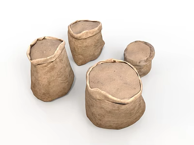 Four Handmade Ceramic Containers As Household Items With Natural Textured Design 3d model