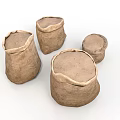 Four Handmade Ceramic Containers As Household Items With Natural Textured Design