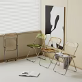 Transparent Single Chair With Metal Frame Green Brown Tones Near Window Artwork