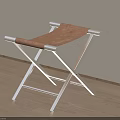 Modern Indoor X shaped Sofa Stool With Metal Frame And Brown Leather Seat