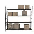 Metal Multi Tier Display Shelf With Storage Boxes And Packaged Bags