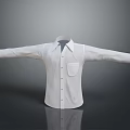 White Collared Shirt With Long Sleeves Front Pocket And Display On Gray Background