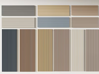 Various Wall Paneling With Different Colors And Wooden Striped Textures 3d model