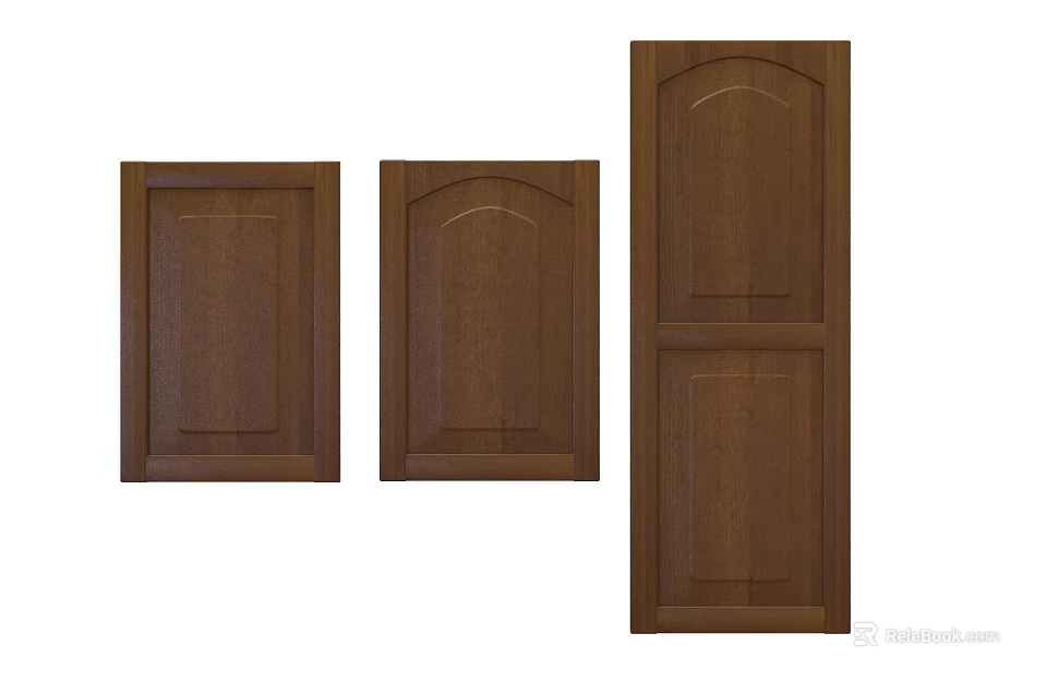 Brown Wooden Cabinet Doors With Various Panel Designs And Styles 3d model 