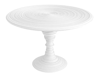 Modern White Round Dining Table With Spiral Base And Concentric Circle Top 3d model