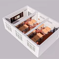 Modern School Classroom Interior With Wooden Desks Chairs Blackboard Bookshelves And Ceiling Lights