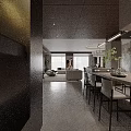 Modern Elegant Open Plan Living And Dining Room With Marble Accents And Warm Wood Furnishings