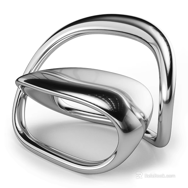 Modern Leisure Chair Design With Streamlined Metallic Frame And Glossy Finish 3d model 