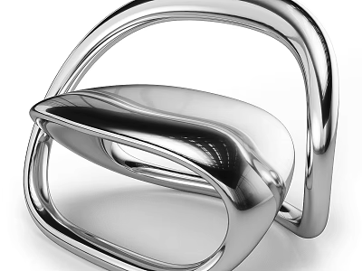 Modern Leisure Chair Design With Streamlined Metallic Frame And Glossy Finish 3d model