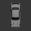 White Modified Car with Black Rear Spoiler Wide Fenders Orange Headlights and Hood Air Intakes