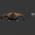 Shirtless Male Character With Pink Lightsaber Arm Guards Black Pants And Blue Boots