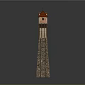 Stone Lighthouse Model Structure With Red Roof Windows And Railing Details