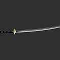 Traditional Samurai Sword Featuring Sharp Silver Blade Black Handle And Ornate Fittings 3d model