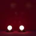 Elegant Modern Two Spherical Wall Lamps Softly Illuminated On Red Background 3d model
