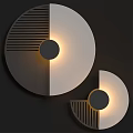 Modern Circular Wall Lamps With Metal Stripes Two Tone Sections And Warm Light