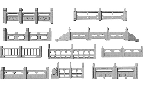 New Chinese Guardrail Marble Railing 3d model