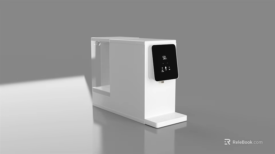 Sleek White Countertop Water Dispenser With Black Display For Daily Use 3d model 
