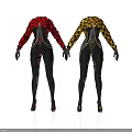 Stylish Jumpsuits With Red Black Yellow Black Plaid Patterns Zipper Chain Details And Gloves